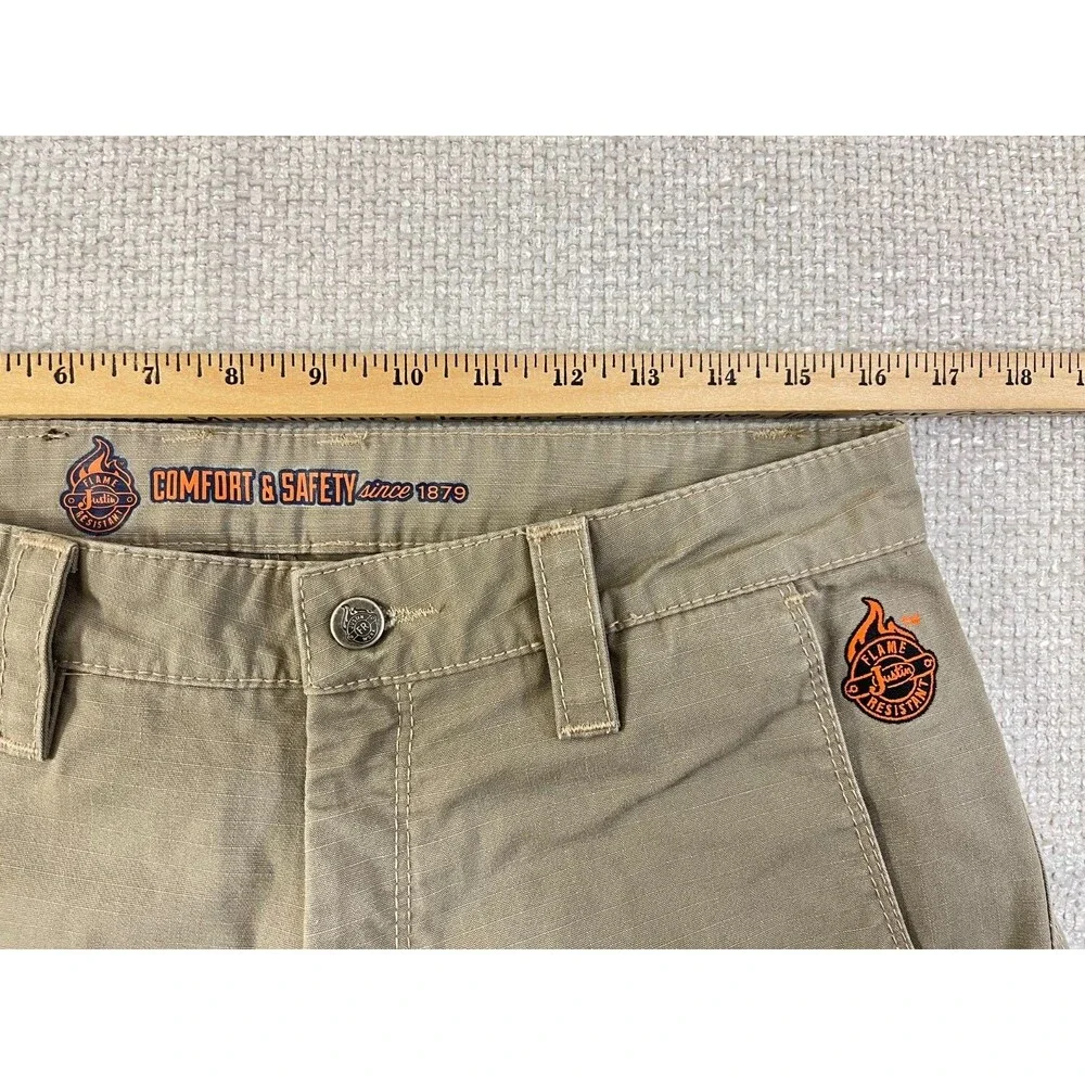 Justin FR Work Pants Men's 33x35 CAT 2 Beige Ripstop Straight Utility Workwear